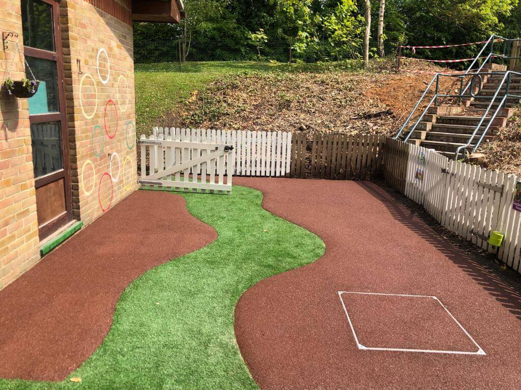 artificial grass and wet pour