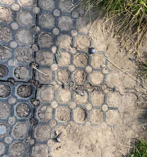 Metal grass mat installation