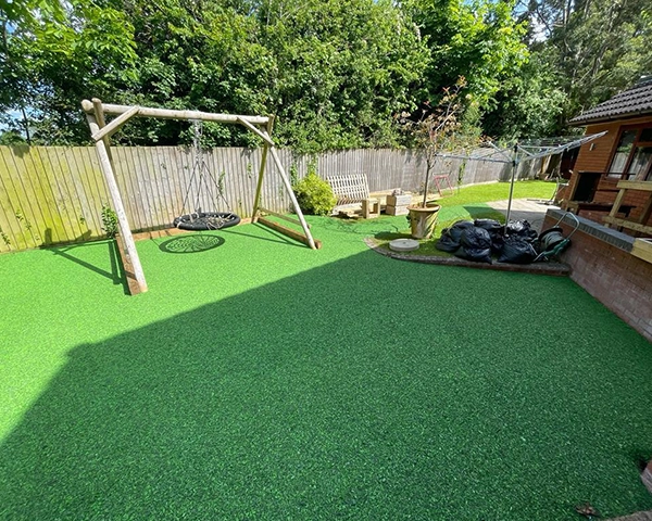 After EPDM Rubber Mulch Installation, vibrant green rubber surfacing